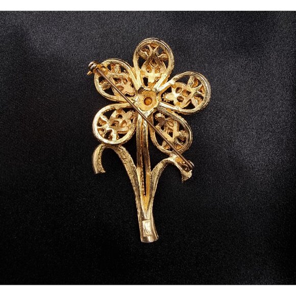 Vintage 1950s-1960s Sphinx Gold Tone Flower Brooch - Picture 5 of 5